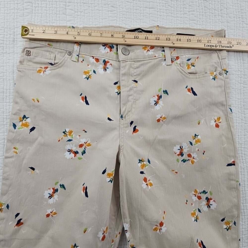 Bandolino Mandie Capri Pants Women's 16 Tan Floral AOP Straight Leg Cuffed EUC - Picture 4 of 16